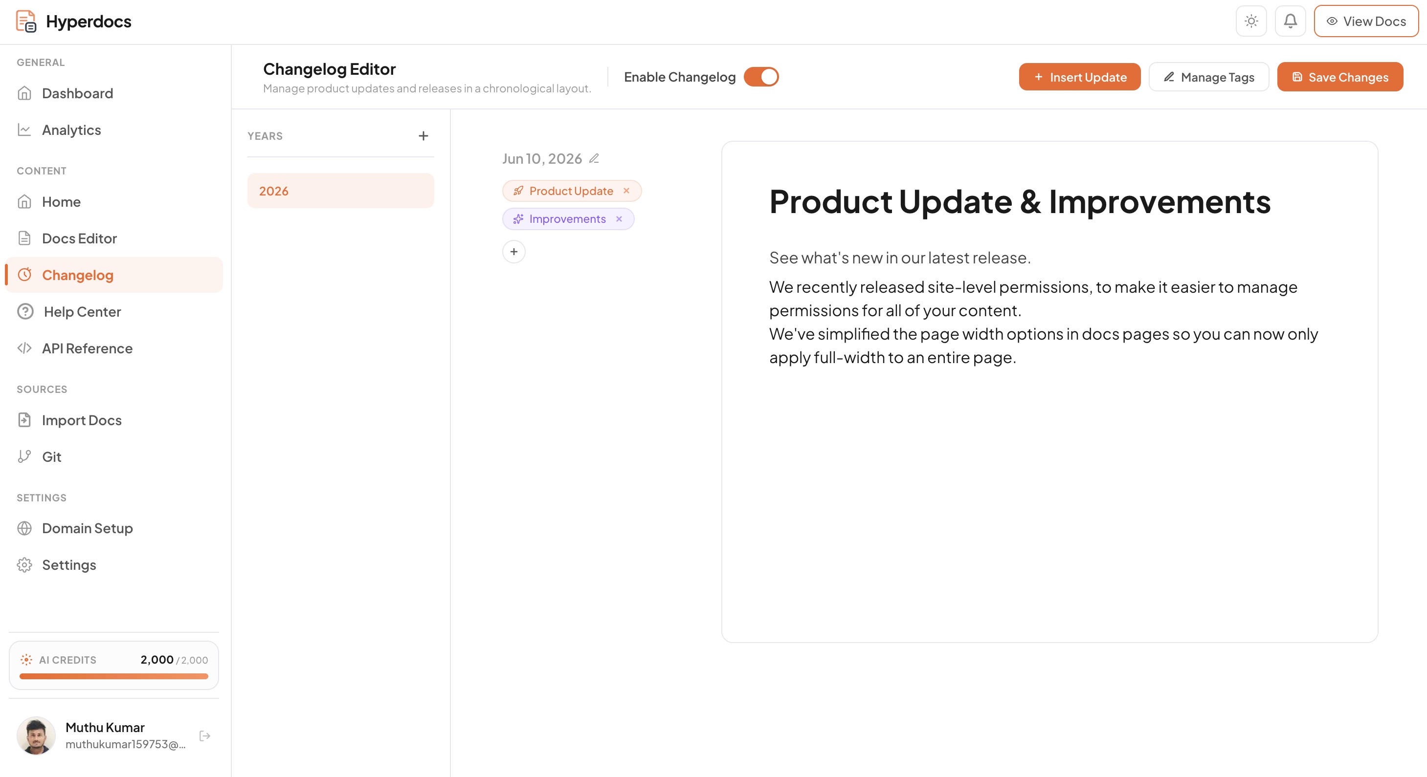 Changelog Editor